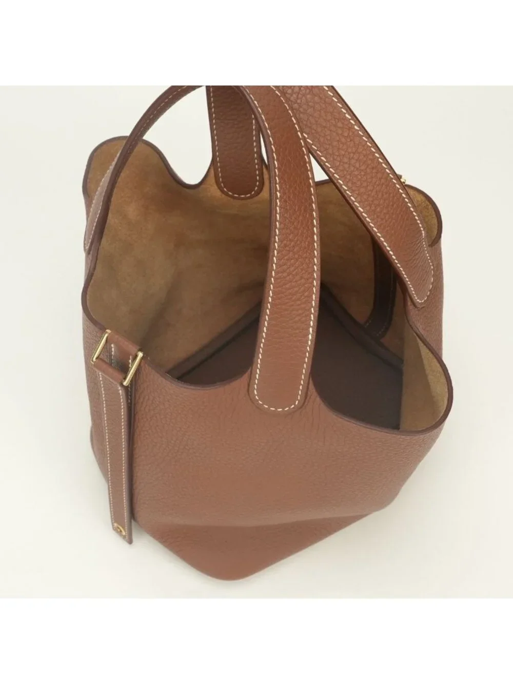 Hermes Picotin Lock PM 18 Tote Bag Taurillon Clemence Gold Brown